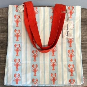 Striped Lobster 🦞 Canvas Tote Bag with Bag Charm ♻️